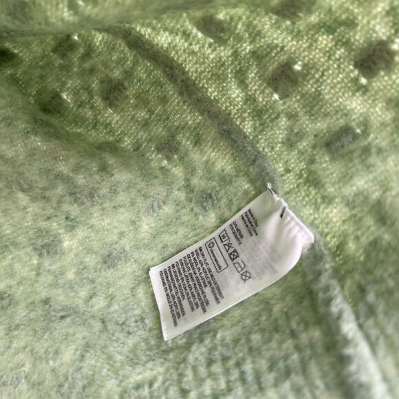 H&M Light Green Fuzzy Crewneck Sweater Acrylic Wool Blend Size Small - Picture 6 of 8